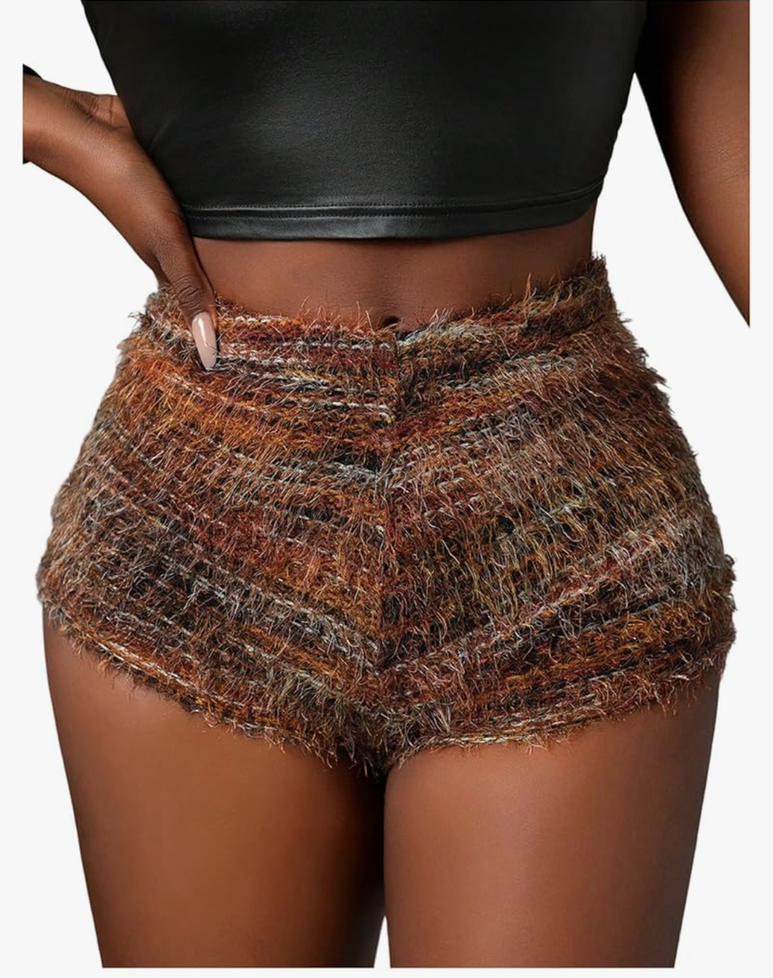 WDIRARA Women's PU Leather Skinny Shorts High Waist Sexy Party Bottom S