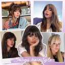Yorda Bangs Hair Clip 100% Human Hair Clip in Bangs Fringe with Temples Wispy/French Bangs for Women Natural Looking for Daily Use (Wispy Bangs, Dark Brown)