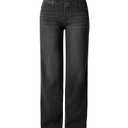 Topevil High Waisted Straight Leg Jeans，Wide Leg Jeans Woman Baggy Loose Boyfried Denim Pants Black, XL