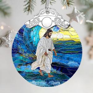 Religious Christmas Ornaments - Stained Glass Jesus Christ Ornament | Christian Christmas Decorations | God Jesus Home Decor | Xmas Tree Decor | Holiday Decor Christian Gifts | Religious Gifts