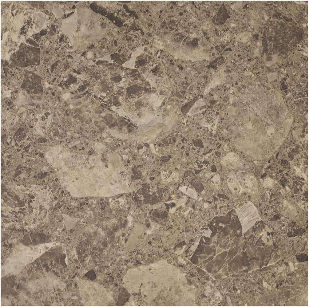 Nexus Self Adhesive 12-Inch Vinyl Floor Tiles, 20 Tiles - 12'' x 12'', Emporador Marble Peel & Stick, DIY Flooring for Kitchen, Dining Room, Bedrooms Bathrooms by Achim Home Decor, Taupe and Brown