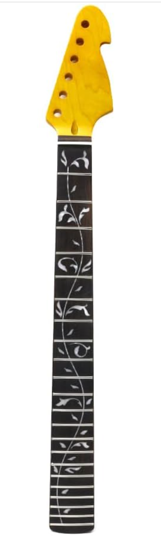 22 Fret Guitar Neck 25.5inch Maple Rosewood Fretboard Glossy Yellow Finished