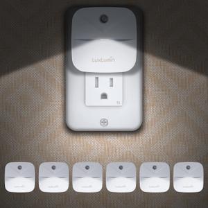 LED Night Lights Plug into Wall with Dusk-to-Dawn Sensor, Automatically Turn on and Off,Night Light for Kids,Bedroom,Bathroom,Stairs, White, 6 Packs