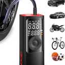 BDO Tire Inflator - Portable Air Compressor, 2.5X Faster 150PSI Cordless Tire Inflator, Tire Air Pump with Dual LCD Display, Auto-Shutoff, Air Compressor for Car, Motorcycle, Bike, BallBlack