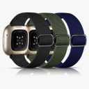 Maledan Bands Compatible with Fitbit Versa 3/4 and Sense/Sense 2 Watch Bands, Adjustable Stretchy Fabric Sport Wristbands for Men and Women