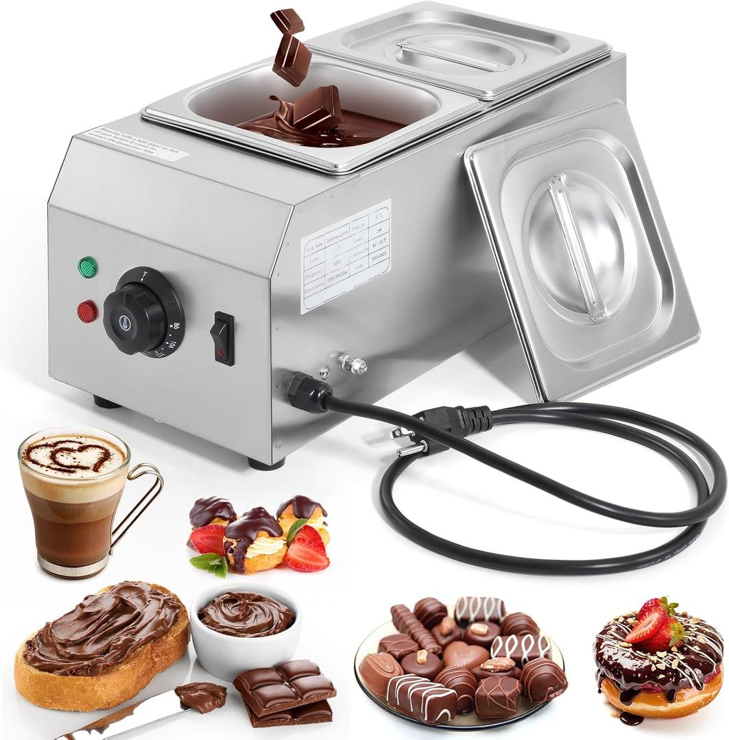 Dyna-Living Chocolate Melting Pot 2-Tanks Chocolate Tempering Machine
1000W Chocolate Melter Pot for Melting Chocolate Candy, Electric Chocolate Warmer Pot for Home, Easy to Clean