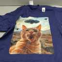 Extraterrestrial Encounter: Cat Selfie with Alien UFO T-Shirt S
