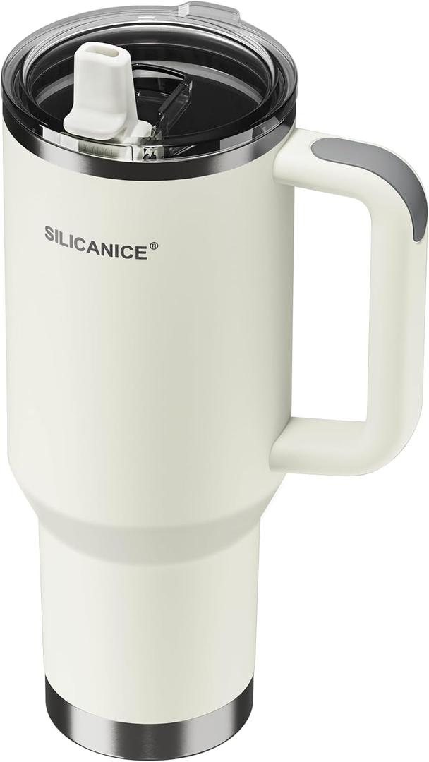 For Travel & Gym Never Drink from a Moldy Lid Again: 40oz Hygienic Tumbler, 100% Leakproof Lid & Removable Foldable Spout. Reinforced Base, Fits Cup Holders - Cream