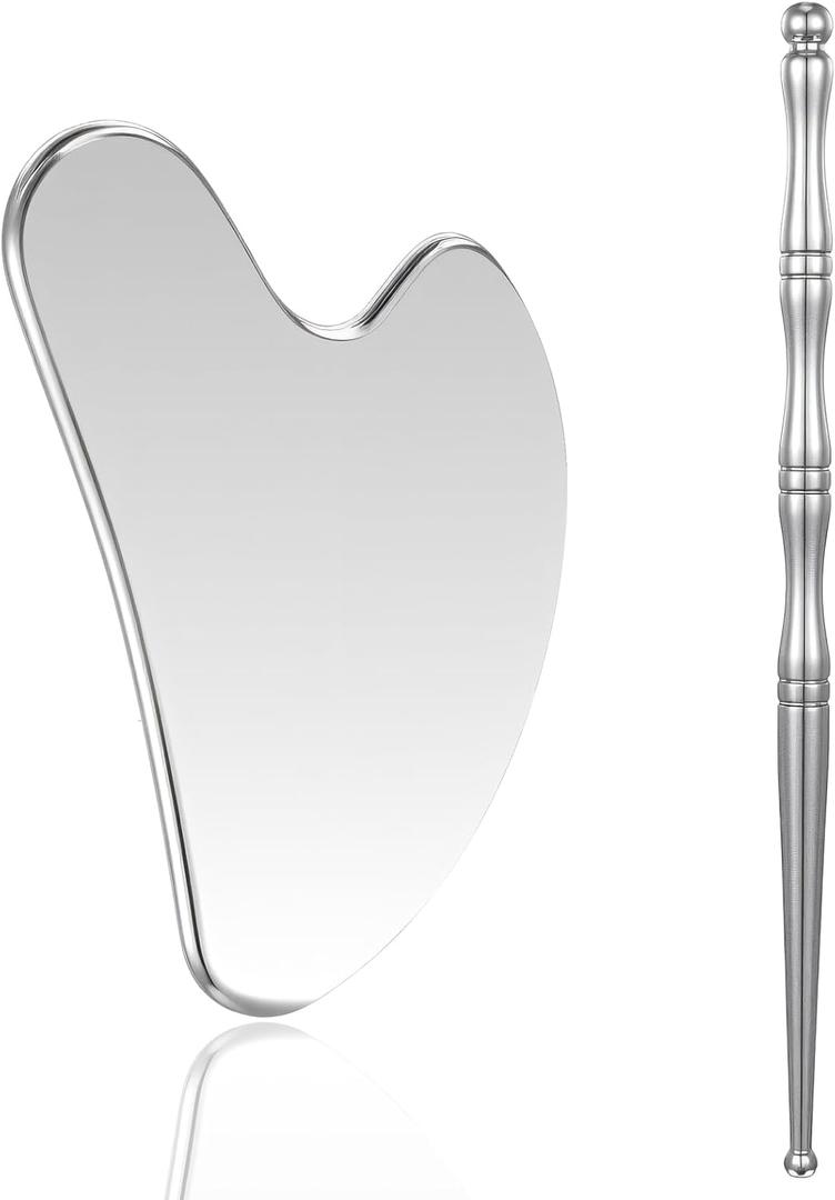 Gua Sha Acupuncture Pen Stainless Steel Face Massager Acupressure Needle Tool Manual Reflexology Tools Easy to Use Full Body Deep Tissue (Silver)