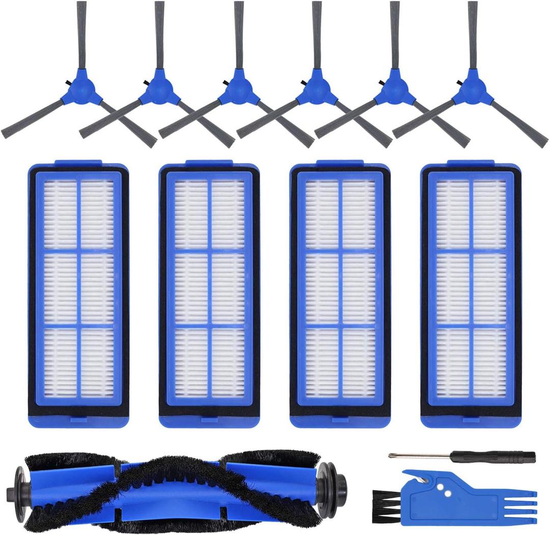 Replacement Parts for Eufy 11S Max, Accessories Kit for 15C Max, 30C Max, G30, G30 Edge, G30 Hybrid Robotic Vacuum Cleaner, Includes 4 Filters, 6 Side Brushes, 1 Roller Brush, Not Fit for 11S