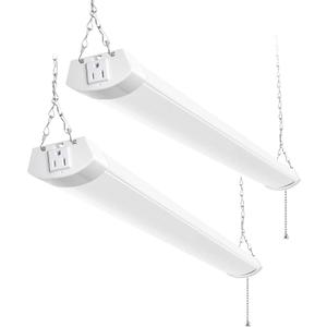 hykolity 4FT 70W LED Shop Light Linkable, 8000lm(300w Equivalent), 5000K Utility Shop Lights for Garages, Workshops, Basements, Hanging or FlushMount, with Power Cord and Pull Chain, ETL,White, 2 Pack