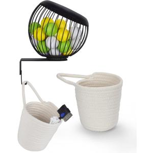 Biondolia 360 Swivel Wall Mount Golf Ball Storage Rack for Garage with Accessories Bag, Wall Mount Coffee Pod Holder Wire Basket for K Cups, Space-Saving Golf Ball Organizer Storage for Home, Clubs