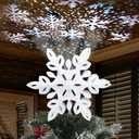 YEAHOME Christmas Tree Topper, 3D Lighted White Snowflake Tree Topper with Snow-White Snowflake Projector for Christmas Treetop, Lights Xmas Tree Star for Christmas Tree Decorations