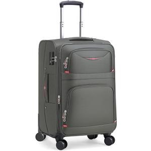 ROPLUS Softside Expandable Luggage with 4 Spinner Wheels, Durable Carry-On Luggage Suitcase (Gray, 21-Inch)