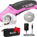 VLOXO Cordless Electric Scissors, Rechargeable Rotary Cutter for Cardboard Leather Fabric Plastic Canvas with Safety Lock, Multi-Purpose Cutting Tool with Replacement Blades and Charger (Pink)