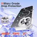 Compatible with iPhone 16 Pro Max Case Magnetic Glitter iPhone 16 Pro Max Phone Case 6.9" with Curly Wavy Frame Design [Bling & Cute][Compatible with Mag-Safe],Black