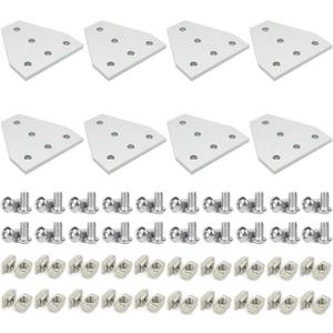 8 Sets 1010 Aluminum Extrusion T Slot Corner Bracket 10 25 Series Extruded Hardware T Shape Joint Plate with Nut Bolt for 10/10 1 Inch Black Aluminum Profile Connector Accessories
