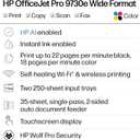 HP OfficeJet Pro 9730e Wide Format Wireless All-in-One Color Inkjet Printer, Print, scan, Copy, ADF, Duplex Printing Best-for-Office, 3 Month Instant Ink Trial Included, AI-Enabled (537P6A)