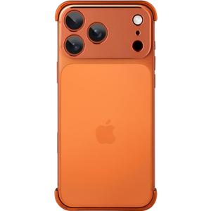 Metal Frameless Phone Case Compatible with iPhone 17 Pro, Frameless Minimalist Design, Extremely Highlighting Personality. Orange