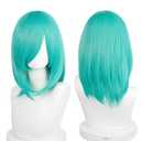 LABEAUT Teal Green Unsex Cosplay Wig for Men Woman for Short Straight Cosplay Wig with Bangs for Anime Heat Resistant Hair for Party and Halloween Costume Christmas Synthetic Hair