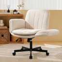 Criss Cross Office Chair with Wheels and Arms, Vanity Chair with Back, Comfy Swivel Cross Legged Office Chairs for Ultimate Comfort and Support, Unique Multifunctional Stylish Arms (Beige), Standard