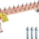 10" Copper Ground Bar Kit,900A Grounding Busbar Bar with UL Recognized SM40 Insulators Rated Uimp up to 7.4KV