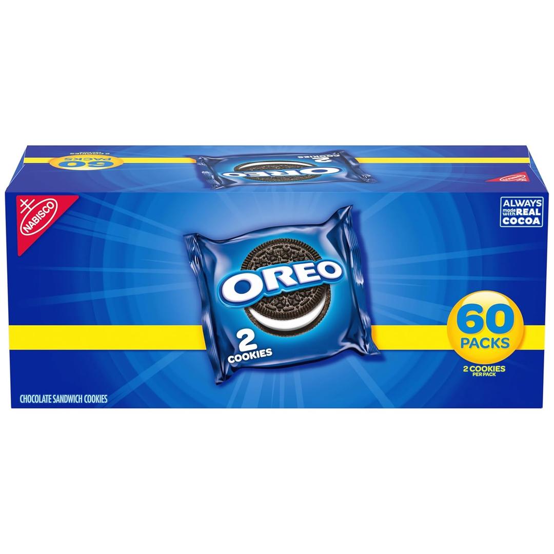 OREO Chocolate Sandwich Cookies, 60 Snack Packs (2 Cookies Per Pack) Best Before Date 08/03/2026