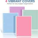 Taja Spiral Notebook College Ruled, 4 Pack, 1 Subject Notebooks (8" x 10-1/2"), 3-Hole Punched Paper, Assorted Pastel Colors Spiral Notebook for School & Office Supplies