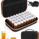 32 PCS Empty Pill Bottles with Carrying Case for Prescription Medication, 8DR Plastic Prescription Bottle with Child Proof Caps, Push Down and Turn, Prescription Vial, Medicine Container