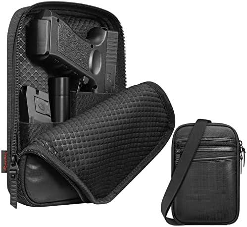 FINPAC Concealed Carry Gun Pouch, Soft Pistol Case Fanny Pack Waist Belt Firearm Bag with Holster for Handgun, Air Gun, Men, Women
