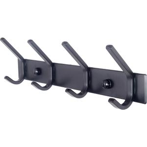 WEBI Coat Rack Wall Mounted,4 Coat Hooks for Hanging Coats,Heavy Duty Metal Hook Rack Hook Rail Coat Hanger Wall Mount for Clothes Entryway Jacket,C-CBG04,Black
