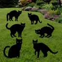 Anditoy 6 Pack Halloween Black Cat Yard Signs with Stakes Scary Silhouette Halloween Decorations for Outdoor Yard Lawn Garden Halloween Decor