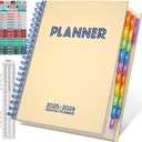 19 Months Planner, 2026 Weekly & Monthly Planner, 8.5"11" Daily Weekly Monthly Calendar Planner, June 2025-Dec 2026 Organizers with Habit Tracker for School & Office, Colored Tabs, Stickers, Pocket, Ruler Bookmark-Beige