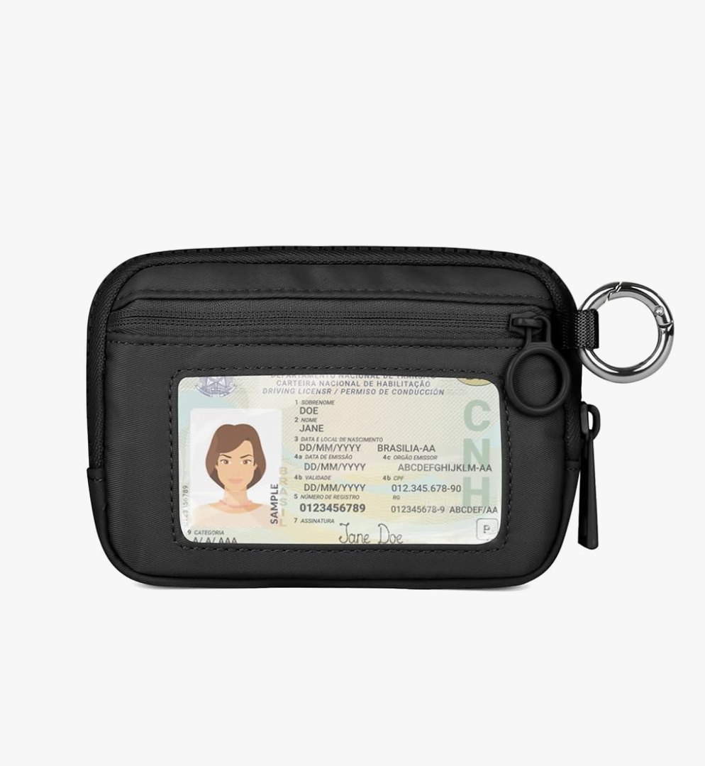 Didida The Iris Wallet Zip Card Case with ID Window Purses for Women Coin Purse with Zipper Mini Portable Keychain Wallet, Black