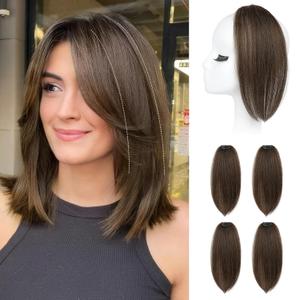 REECHO Clip in Hair Volumizer, 4PCS 12 inch Short Thick Clip in Hairpieces Adding Extra Volume Hair Extensions for Women - Chocolate Brown