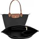 LOUKAYCCI Felt Purse Organizer Insert for Longchamp Le Pliage L Handbag Insert (Large, Black)