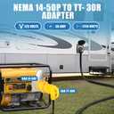 NEMA 14-50P to TT-30R RV Adapter, 50 Amp Male to 30 Amp Female RV Plug Adaptor Connector, 30 Amp RV Adapter for RV, Camper, and Generator, Durable Plug for Outdoor Adventures