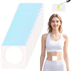 Castor Oil Pack Patches for Belly Button  60 Disposable Organic Cotton Self-Adhesive Pads, Leak-Proof & Breathable, No-Wash Castor Oil Wraps for Navel, Abdomen & Targeted Skin Care