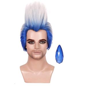 ColorGround Blue Ombre White Wig with Crystal for Cons and Halloween Party