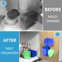 YIGII 3-Pack Clear Acrylic Tupperware Lid Organizer, Inside Cabinet Storage Bins with Adhesive Backing, Self-Adhesive Container Lid Holder for Kitchen Pantry, Modular Design, Easy Installation