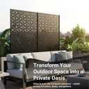 6FT Metal Privacy Screen Outdoor Decorative Laser Cut Privacy Fence Panel for Patio, Deck & Garden, Rustproof Steel Privacy Divider, Modern Geometric Design, Freestanding Outdoor Privacy Screen
