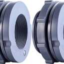 Outus 2 Pieces PVC Bulkhead Fitting for Rain Barrels, Aquariums, Water Tanks (1.5 Inch)