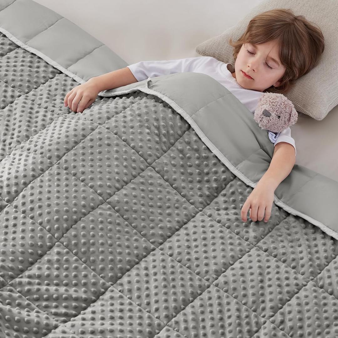 anfie Weighted Blanket Kids(36"x48" 3lbs) Weighted Blanket Cooling Blanket for Sleeping,Throw Size Breathable Blanket with Premium Glass Bead(Grey)
