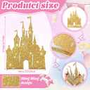 Seenelling Large Castle Backdrop Stand Wooden Castle Fairytale Princess Birthday Party Decoration Photobooth Backdrop Centerpiece Supplies for Birthday Party Decorations (Gold)