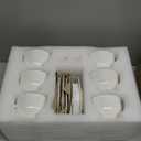 Jucoan Tea Cups and Saucers Set of 6, 7 Oz White Ceramic Coffee Cup and Saucers with Spoons Set, British Teacup Set for Cappuccino, Espresso, Latte, Tea Party Wedding Birthday Housewarming Gift