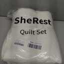 SheRest Full Quilt Bedding Set - Soft Breathable Bed Quilts, Modern Style Embossed Bedspreads, Lightweight Microfiber Reversible Coverlet for All Seasons, Cream, 3 Pieces (1 Quilt,2 Pillow Shams)