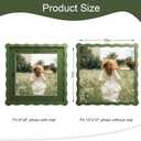 10x10 Picture Frame with Mat for 8x8, Wavy Edge Wooden Real Glass Photo Frame for Tabletop and Wall Hanging, Green, 1 Pack