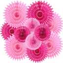 SUNBEAUTY Hanging Honeycomb Paper Fans, 12Pcs Hot Pink Hanging Tissue Paper Flowers Party Decorations for Wall, Pink Birthday Paper Decor for Baby Shower, Graduations, Bachelorette, Wedding, Room (Wd-rose Pink)
