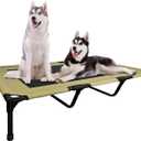 FIOCCO Elevated Dog Bed - Heavy Duty Dog Cot, Washable Raised Pet Bed with Chew Proof Mesh and Metal Frame, Portable Pet Bed for Outdoor Use, Dogs Cot Beds for X-Large Dogs, Grey/Black Mesh