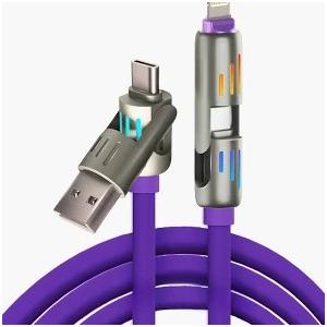 4-in-1 Fast Charging Cable, 240W USB-A/C to Type-C,4-in-1 Universal Multi USB Charging Cable,240W Max Fast Charger Cord, Purple